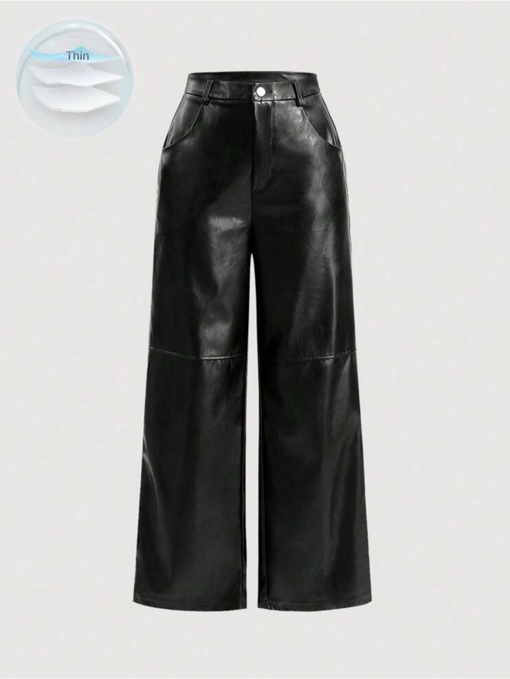 Faux Leather Wide-Leg Pants - Black